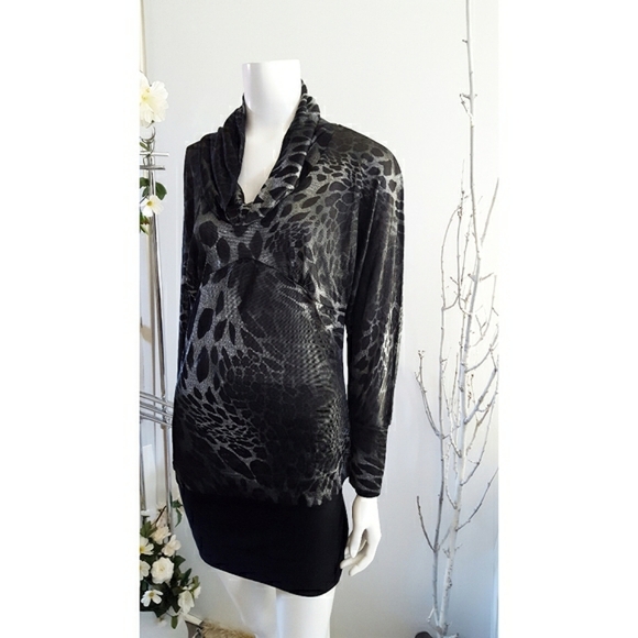 Y2K AVEX Leopard🌠Top|Silky|Cowl Neck|Drop Shoulder - Picture 6 of 8